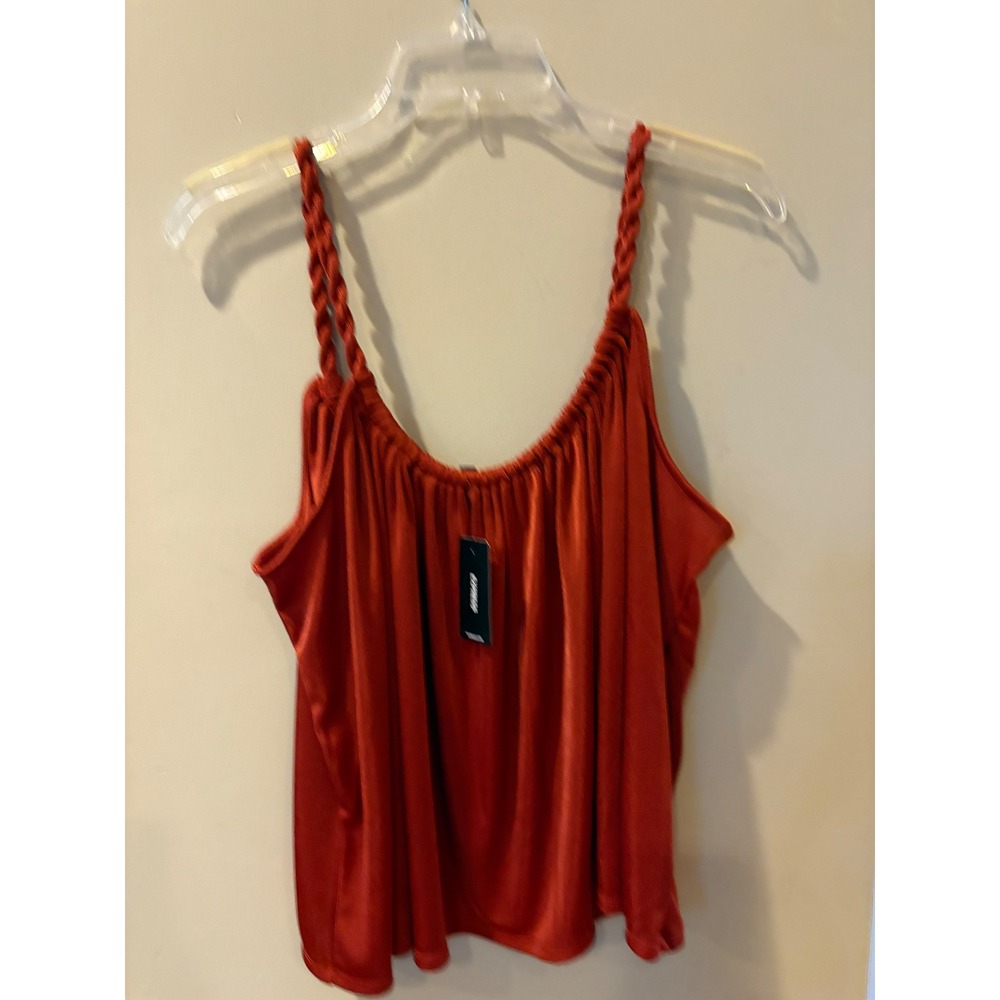 New Express Women's Braided Strap Sleeveless Blouse Top Rust Red Size Large
